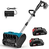 Schneefräse Akku 21V, Bürstenloser 1000W Motor mit 2×2Ah Akkus und Ladegerät, 40 cm Räumbreite, 20 cm Räumhöhe, bis zu 10 m Wurfweite, Einstellbare Auswurfrichtung