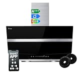 KKT KOLBE A+++ Dunstabzugshaube 80 cm 782 cbm/h Kopffreie Wandhaube Edelstahl schwarzes Glas WLAN RGBW-LED-Beleuchtung SensorTouch Bedienung HERMES8005SM