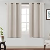 BellaHills Verdunklungsvorhänge Gardinen 2er Set H137 x B117 cm Vorhänge Blickdicht Wohnzimmer Curtains mit ösen, Ösenvorhang für Schlafzimmer, Elfenbeinweiß