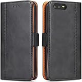 Bozon Handyhülle für Huawei P10, Leder Tasche Handyhülle für Huawei P10 Klapphülle Flip Wallet mit Ständer und Kartenfächer/Magnetverschluss, Schwarz