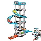 5 Stöckiges Parkhaus Für Kinder Ab 3 Jahre, Rennwagen-Rampenbahn-Spielzeug-Spielset, Parkplatz Garage Spielzeug Mit 2 Rennautos, Spielzeugautogarage, Parkgarage, Auto Garagen Spiel 55 X 39 X 36 cm