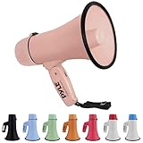 Pyle Megaphon mit Sirene & Mikrofon, Signalhorn 20 Watt mit Lautsprecher, Schultergurt, Aufnahmefunktion & Aux-Anschluss, Mini Megafon Kinder & Erwachsene, Robustes Tröte Faltbar für Indoor & Outdoor