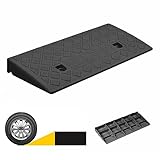 GSKFXJ Bordsteinrampe rutschfeste, Einfahrten Auffahrrampe, 5cm Hoch Treppenrampe, Tragbare Rollstuhlrampe, Laderampe Für Unebenen Boden Mit Erweiterungsbolzen(Black,50 * 22 * 4cm/20 * 8.6 * 1.5in)