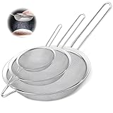 Mauepersu 3 Stück 7/12/18cm Köper Küchensieb Set,Küchensiebe aus 304 Edelstahl,Feinmaschiges Sieb Set,Haushaltssieb für Backen,Kochen,Mehl,Eiweißtrennung,Saft usw die Küche