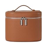 Make-up-Tasche, Reise-Make-up-Tasche mit Fächern und Griff, tragbare Kosmetik-Organizer-Tasche, Kulturbeutel für Damen, Braun (20,3 x 14 x 15,2 cm)