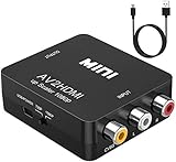 Lerkely Video Konverter RCA auf HDMI, AV auf HDMI, unterstützt 720 1080P für Kamera, Xbox 360, PS1, PS2, WII, N64, Gamecube, SNES, NES, PSP, DVD, VHS