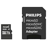 Philips Ultra Speed Micro SDHC Card 32 GB + SD Adapter UHS-I U1, Lesegeschwindigkeit bis zu 80 MB/s, A1 Fast App Performance, V10, Speicherkarte für Smartphones, Tablet, PC, Card Reader, Full HD Video