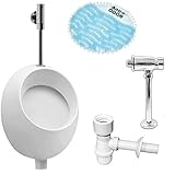 VBChome Urinal Keramik Zulauf Oben Weiß Modern Hochwertig Pinkelbecken senkrecht Pissoir Spülventil Urinalspüler Druckspüler Siphon Flaschensiphon Urinalsieb Spritzschutz