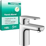 hansgrohe Vernis Blend - Waschtischarmatur ohne Ablauf, Wasserhahn Bad mit Auslauf Höhe 110 mm, Mischbatterie Waschbecken wassersparend (EcoSmart), Chrom