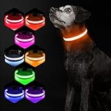 Hundehalsband Leuchtend USB Aufladbar - Leuchthalsband Hund 7 RGB Farbwechsel mit 8 Leuchtmodi, Dickes Verstellbares LED Hundehalsband Wasserdicht für Kleine Mittlere Große Hunde Leuchtendes Halsband