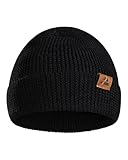 DANISH ENDURANCE Merino Mütze, Klassische Wollmütze, Warme Wintermütze, Thermo Beanie, Weich, Stretchy, Unisex, für Damen & Herren, Schwarz, One Size