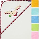 Morgenstern Kapuzenhandtuch Baby Handtuch Kapuze 100x100 cm Baumwolle Oeko-TEX Sleepy Sheepy