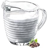 KADAX Milchkännchen aus Glas, Milchkanne mit Griff, Sahnekanne, Krug, Sauciere, kleine Glaskanne für Milch, Sahne, Sauce, Kaffee, einfach zu reinigen, transparent (200 ml, Streifen)