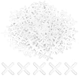 WJIAAA 500 Stück Weiße Fliesenkreuze, 3mm PVC Abstandshalter, Kreuzförmige Fugenkreuze für Präzise Fliesenverlegung an Wand und Boden
