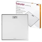 Beurer GS 120 Kompakt Glaswaage mit elegantem Spiegeleffekt in platzsparendem Kompaktformat, 27 x 26 cm, gut lesbare LCD-Anzeige, Ziffernhöhe 22 mm, flache Digitalwaage, Tragkraft bis 150 kg