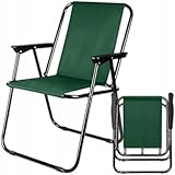 KRUMAD Campingstuhl Faltbar, Grün, Stabiler Camping Stuhl, Bis 100 kg, Stahlrahmen, Gartenstuhl Klappbar 73x46x51 cm, Klappstuhl für Garten, Strand, Angeln, Balkon, Camping Zubehör