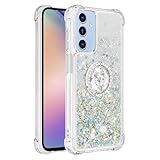Eilkmcre Schutzhülle für Samsung Galaxy A26 5G, mit Ringständer, transparent, Glitzer, Treibsand, fließende Flüssigkeit, weiches TPU, stoßfest, Schutzhülle für Samsung Galaxy A26 5G, Silber