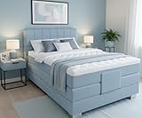 Boxspringbett ROM II elektrisch verstellbar 100x200 cm mit Motor und Kopfteilsteppung nach Wahl. Doppelunterfederung inkl. Matratze und Topper. Härtegrad nach Wahl (Schwarz, 100x200)