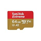 SanDisk Extreme MicroSDXC UHS-I Geheugenkaart 64 GB Met SD Adapter (1 Jaar RescuePRO Deluxe, Leessnelheden Tot 170 MB/s, A2, C10, V30, U3, 30 Jaar Garantie) Rood/Goud