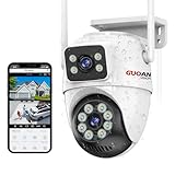 Überwachungskamera Aussen, 6MP Dual Objektiv WLAN Kamera Überwachung Aussen , IP66 Sicherheitskamera Outdoor mit Automatische Nachverfolgung, Nachtsicht, 24/7 Loop Aufnahme, 2 Audio, SD/Cloud