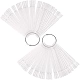TEOYALL 100 Stück transparente Nailart Tips Ringstick, fächerförmige Nagellack Anzeigetafel, Nagelkunst Spitzen, Übungsstäbe, Nagellack Display Ringsticks (100pcs)