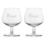 Albellion 2 Stück Original Asbach Gilde Gläser Glas Brandy Cognac Ballonglas Ballongläser mit Logo, 15cl, transparent