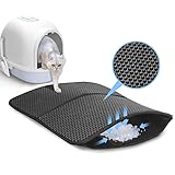 Nobleza Katzenklo Matte Katzenstreu Matte Katzenklo,(60x40cm,Schwarz) Katzenstreu Matte Katzenklo Unterleger Waben Design,rutschfeste Katzenstreu Matte für Katzentoiletten,Cat Litter mat