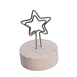Zerodeko Clipfolder Klemmbrett Stern Design Holz Memoclip Fotohalter Zettelclip Metallclip Memoklammer für Hochzeit