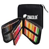 Zenacolor 72 professionelle Buntstifte, Transporttasche, 72 Buntstifte, Buch zum Ausmalen für Kinder und Mandala, Erwachsene – Set Buntstifte