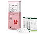 VAPSTe 7-in-1 Urin Drogenschnelltest 5er-Pack SET - Professioneller THC-, COC-, AMP-, OPI-, MDMA-, MTD-, BZO-Nachweis in Profiqualität - Dip-Karten - Alles was Sie brauchen - Schnelles Ergebnis