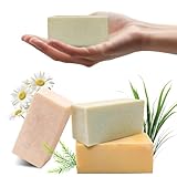 MAYJAM Pflanzliche Dusch Seife, Naturseife mit Olivenöl, Kokosöl, Sheabutter, Teebaumöl Feste Seife, Gesichtsseife/Körperseife/Haarseife/Handseife, Sanfte Reinigung, Handmade Bar Soap 3 x 100g