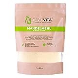 GreatVita Mandelmehl, naturbelassen, blanchiert, 1000g gemahlene Mandeln