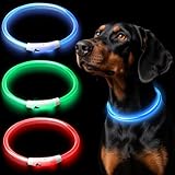 Aicharynic Leuchthalsband Hund, 3 Stück Led Hundehalsband USB Aufladbar mit 3 Beleuchtungsmodi Hunde Halsband Wasserdicht Leuchtend Längenverstellbarere Haustier Sicherheit Kragen für Hunde