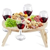 Hillylolly Klappbare Weintisch, Weintisch Klappbar Outdoor, Wein Tisch Holz, Outdoor Weintisch Klappbar, Picknicktisch Klappbar Tragbar, für Garten, Outdoor, Camping, Picknick, Strand