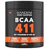 Bandini® BCAA 4.1.1 | 500 Tabletten | Verzweigtkettige Aminosäuren Leucin, Isoleucin, Valin + Vitamin B1 & B6 | Pre Post Workout - Supplement für Muskelaufbau | Hochdosiert, laborgeprüft, laktosefrei