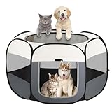 Dhqkqg Welpenauslauf, 110x110x60cm Faltbar Welpenlaufstall, Tragbarer Laufstall Hund, Hundelaufstall für Wohnung, Hundelaufstall Faltbar Laufstall, für Haustiere, Katzen, Hasen und Kleintiere Sowohl