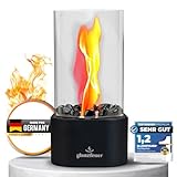 GLANZFEUER® Tischkamin - Premium Bio Ethanol Tischkamin - Tischfeuer Outdoor & Tischfeuer Indoor - Hochwertiger Bioethanol Tischkamin Outdoor für besonderes Ambiente - Tisch Feuer Ethanol Kamin