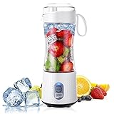 Mini Mixer Smoothie Maker, USB wiederaufladbarer tragbarer Mixer, Standmixer für Shakes & Smoothies mit 4000mAh Akku, 6 3D-Klingen & 380ml