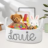 Aufbewahrungskorb Geflochten, Korb Geflochten, Spielzeug Korb Mit Briefe und Griff, Aufbewahrungs korb Baby für Windeln, Handtücher, Snacks, Hundespielzeug, für Zuhause und Reisen (Grau)