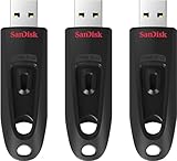 SanDisk Ultra USB 3.0 Flash-Laufwerk 64 GB 3er-Pack (SecureAccess Software, Passwortschutz, Übertragungsgeschwindigkeit von bis zu 130 MB/s) Schwarz