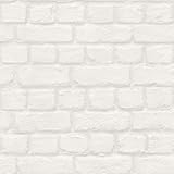 Rasch Tapete 201710 Papiertapete in Weiß mit Steinoptik - 10,05m x 0,53m (LxB)