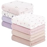Susurration Mulltücher Baby Spucktücher,8er-Pack 100% Baumwolle Spucktücher Baby für Jungen und Mädchen, Weich, Atmungsaktiv und Extrem Saugfähig Musselin 60x60cm(Rosa-Violett)