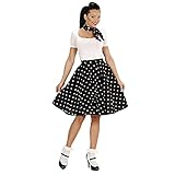 W WIDMANN MILANO Party Fashion - Kostüm 50er Jahre, Polkarock und Halstuch, gepunktet, Rockabilly, Rock´n´Roll, Karneval