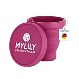 MYLILY® Menstruationstassen Becher zur Reinigung und Aufbewahrung | Sterilisator für alle Arten von Menstruationstassen | Faltbares Case für die Mikrowelle | 100% medizinisches Silikon (Beere)