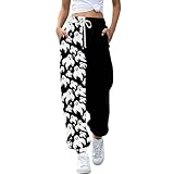 Chanpning Sweathose Damen Lang Halloween Joggpants Y2k Locker Hose mit Taschen Pant Basketball Tasche Freizeithosen Basic Elegant Haremshose Gummibund Stofflatzhose