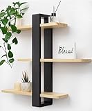 SUMGAR Wandregal Holz, Schweberegale, Hängeregal Größer, Praktische Dreistöckig Dekorative Regale aus Massive Holz für Wohnzimmer Schlafzimmer, Abnehmbarer Bretter, 50x58cm