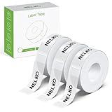 NELKO Original P21 Etikettenband-Ersatz, adaptiertes Etikettendruckpapier, 14 x 40 mm, Standard-laminiertes Büro-Etikettierband, Mehrzweck, P21, 180 Etiketten/Rolle, 3 Rollen, transparent