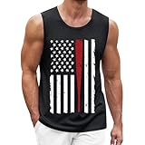 Sommerweste, Tops für Herren, trendiges Tank-Top, Herren, Sommer, Unabhängigkeitstag, Digitaldruck, lässig, Urlaub, Straße, ärmelloses Tanktop, Herren, langärmelig, Baumwollmischgewebe, Schwarz , L