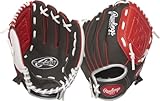 Rawlings Unisex – Erwachsene Players Series T-Ball & Youth Baseball Glove | Sizes 9'-11.5' | Multiple Styles Baseballhandschuh für Jugendliche, 25,4 cm, Dunkler Schatten/Rot/Weiß, 10' | Ages 5-7
