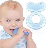 Nuby Teethe-eez Soft Silicone Teether | Silicone Teether with Surface for Massage Teeth | Hygienic Case Included | Blue | +3 Months